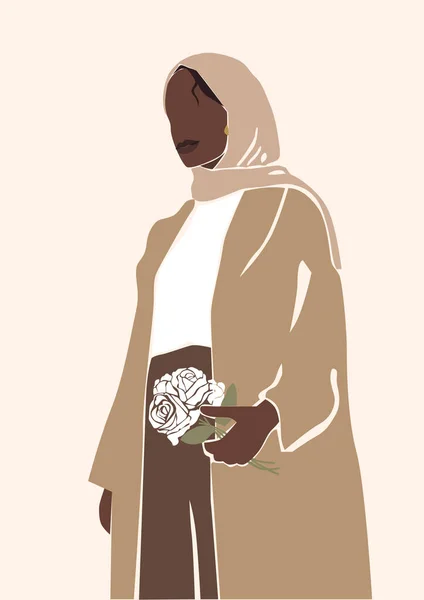 Illustratie Van Een Vrouw Met Een Boeket Bloemen — Stockfoto