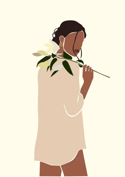 Illustrazione Una Donna Con Fiore — Foto Stock
