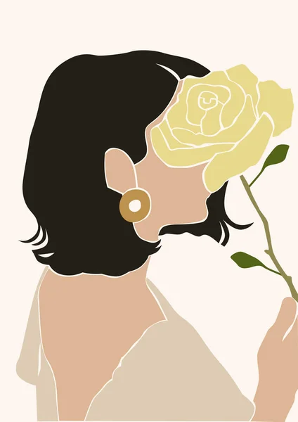 Ilustración Una Mujer Con Una Flor — Foto de Stock