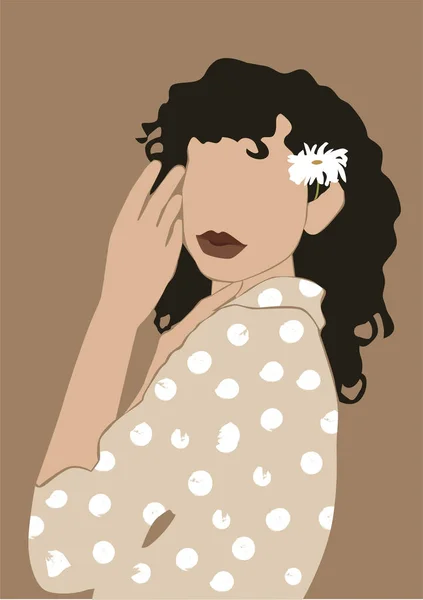 Ilustração Uma Mulher Com Flor Cabelo — Fotografia de Stock