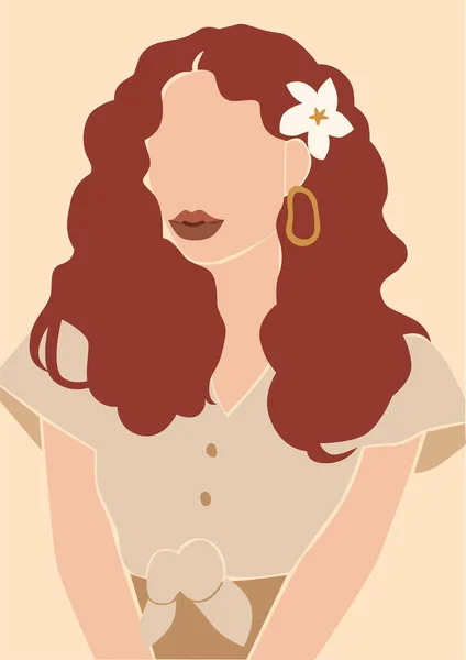 Ilustración Una Mujer Con Flor Cabello —  Fotos de Stock