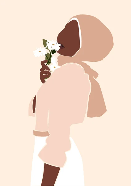 Ilustración Una Mujer Con Flores — Foto de Stock