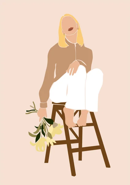 Ilustración Una Mujer Sentada Una Silla — Foto de Stock