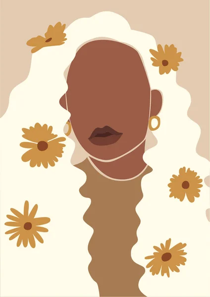 髪に花のある女性のイラスト — ストック写真