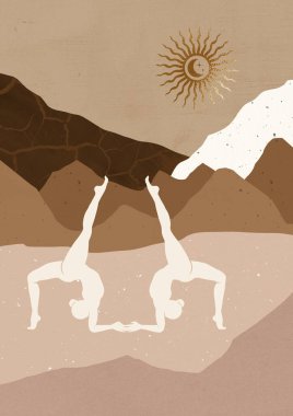 Çölde bir kadının resmi. .