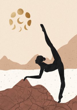 Çöldeki bir kadının silueti.