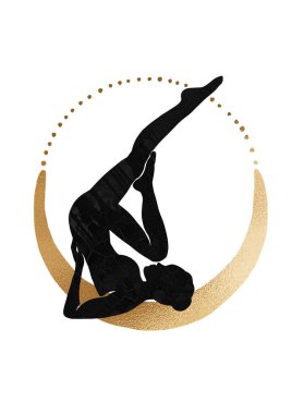 Siyah beyaz yoga yapan kadın.