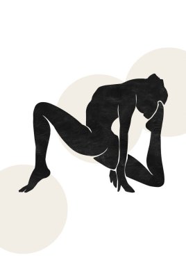 Yoga tarzında güzel bir genç kadının silueti.