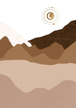 Kum tepeleri ve dağları olan çöl manzarası