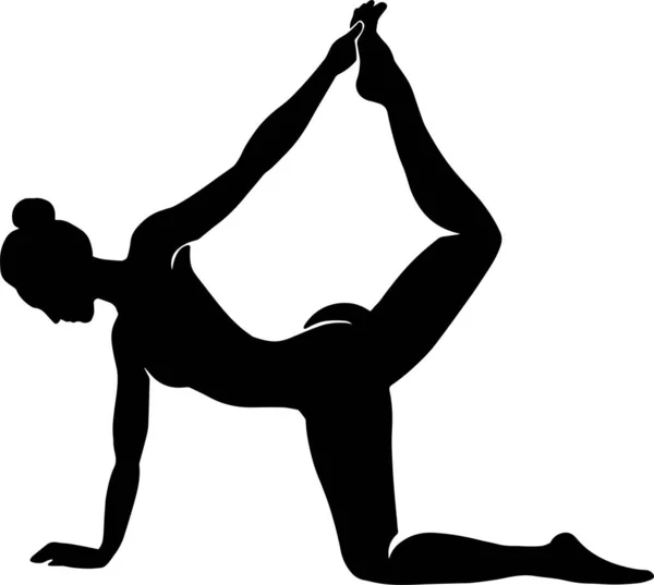 Silhouette Une Femme Pratiquant Yoga Sur Fond Blanc — Photo