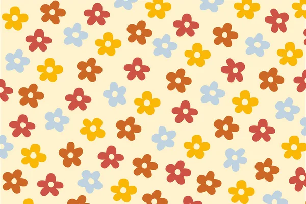 Seamless Flower Retro Vibes Pattern Background 60S 70S Hippie Texture — Stockfoto
