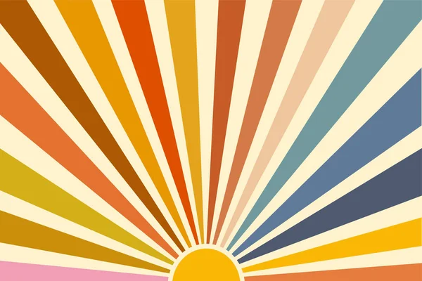 Retro Groovy Pattern Background 70S Sun Sunbeams Summer Texture — Stockfoto