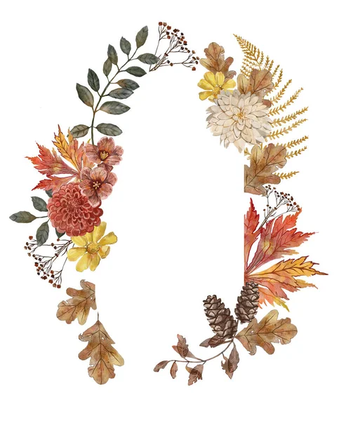 Aquarell Kranz Mit Herbstblättern Und Beeren — Stockfoto