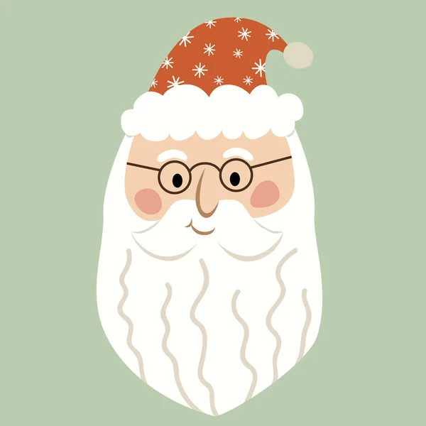 Ręcznie Rysowane Cute Santa Claus Kapelusza Brody Wektor Ilustracji — Wektor stockowy