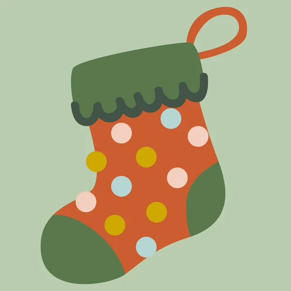 Ikona Vánoční Ponožky Plochá Ilustrace Vektorové Ikony Pro Webový Design — Stockový vektor