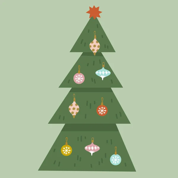 Vánoční Stromek Dekoracemi Vektorová Ilustrace — Stockový vektor