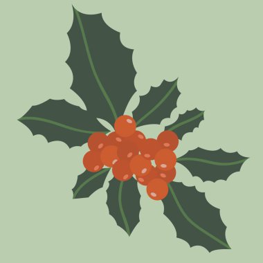 Noel kutsal meyve ikonu vektör çizimi, elle çizilmiş ökseotu xmas sembolü