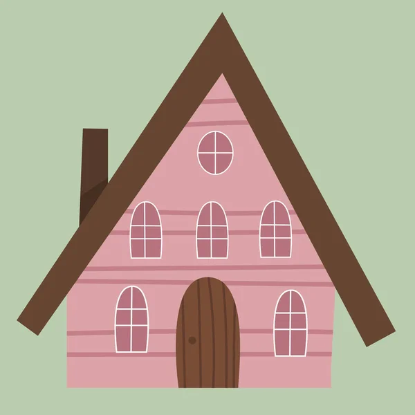 Pink Cartoon House Icon Vector Illustration — Stock Photo, Image