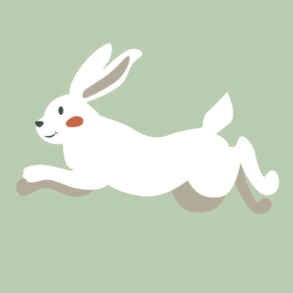 緑の背景に耳を持つかわいいウサギ — ストックベクタ