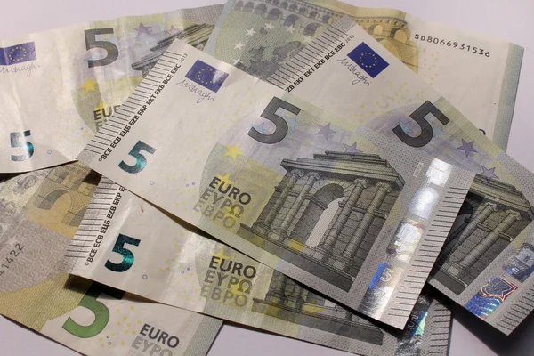 Monete e banconote in euro — Foto Stock
