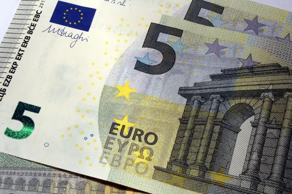 Eurosedler og mynt – stockfoto