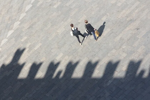 Bolonha, Piazza Maggiore, praça, castelo sombra — Fotografia de Stock