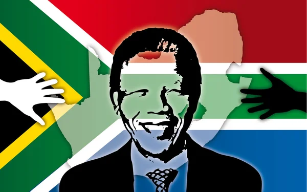 Mandela dél-afrikai Köztársaság szimbólum és a zászló — Stock Fotó
