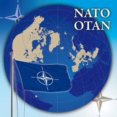 NATO'ya otan bayrak ve dünya Küre