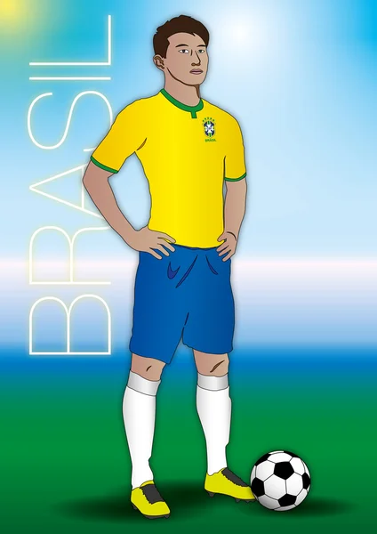 Brezilya futbol oyuncusu üniforma ile — Stok Vektör