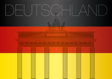 Brandenburg gate and germany flag clipart