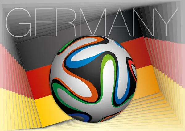 Bandera de Alemania con pelota de fútbol — Vector de stock