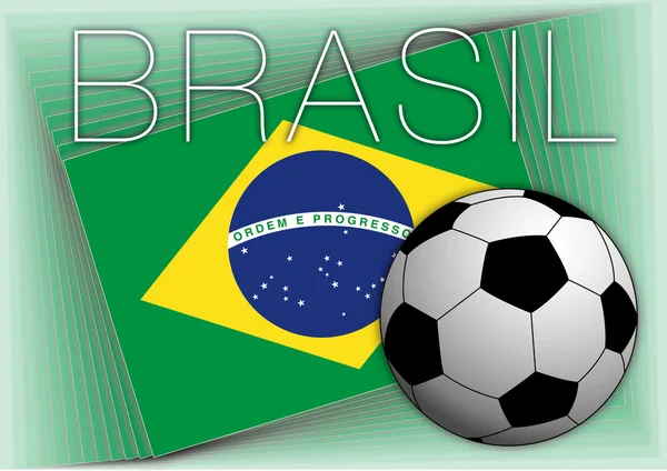 Bandeira do Brasil e bola de futebol — Vetor de Stock