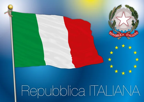 Drapeau et blason de l'Italie — Image vectorielle