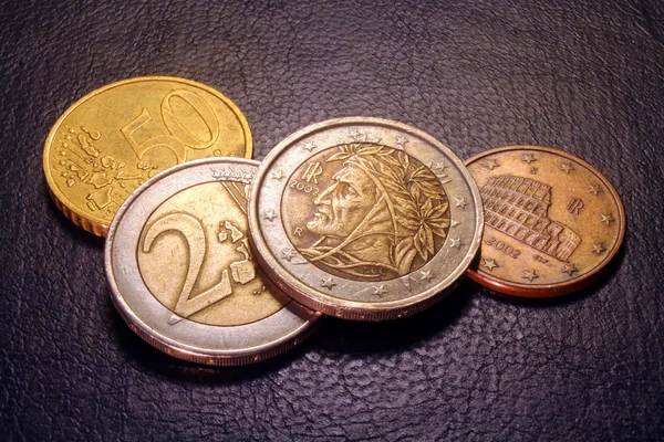 Monedas Euro usadas — Foto de Stock