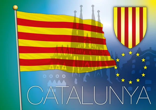 Bandeira e brasão da Catalunha —  Vetores de Stock