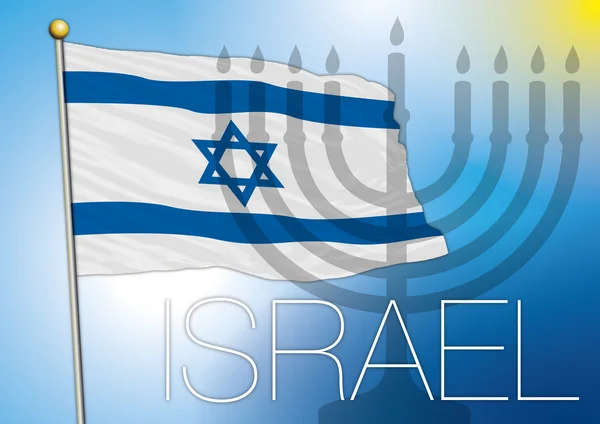 Bandeira de Israel e menorah — Vetor de Stock