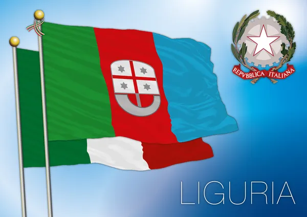 Liguria bandera regional, italia — Vector de stock