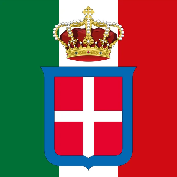 Olaszország Királyság Történelmi Címer Trikolor Zászló Vektor Illusztráció — Stock Vector
