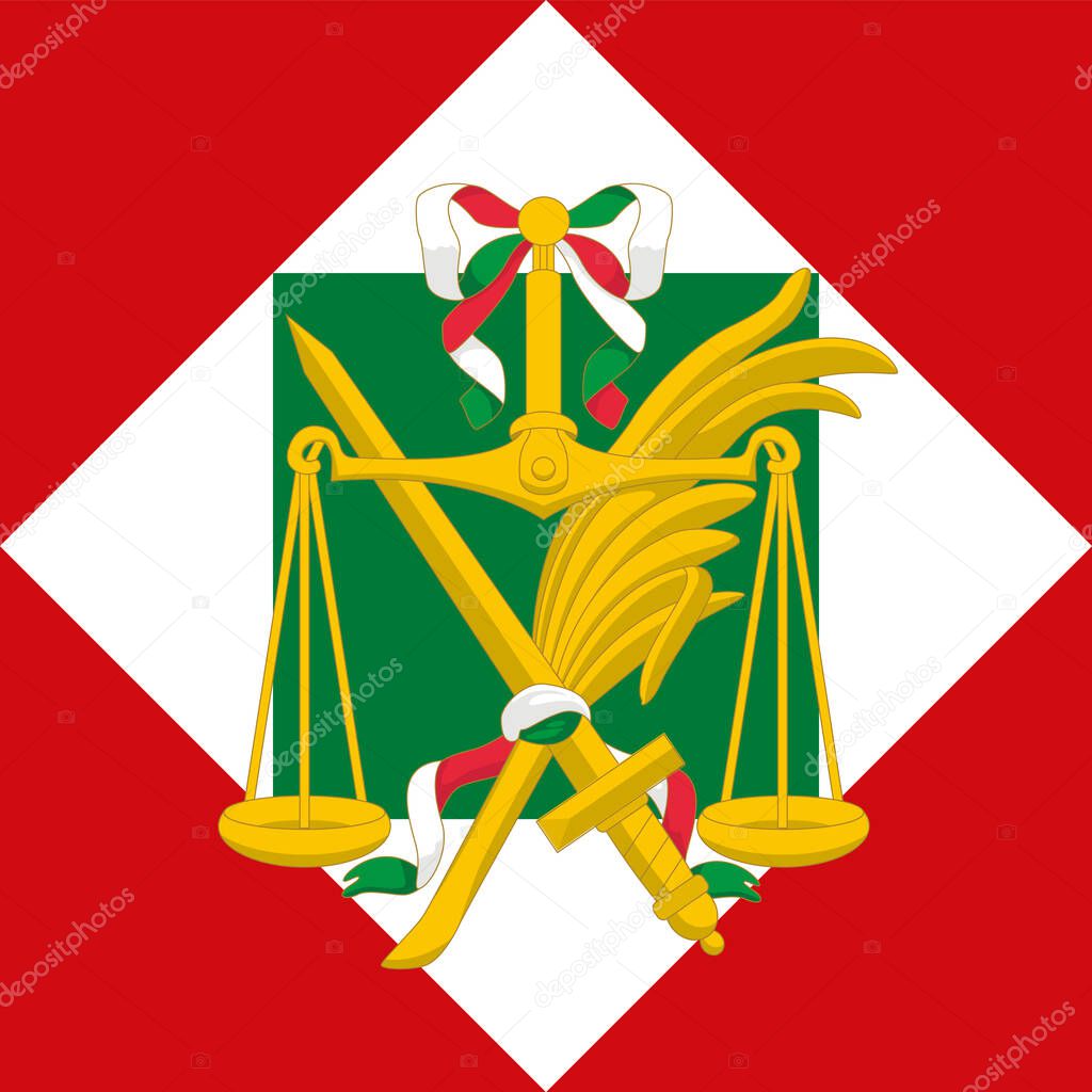 Republic of Italy, 1802 - 1805, historical coat of arms on the national flag, Italy, vector illustration