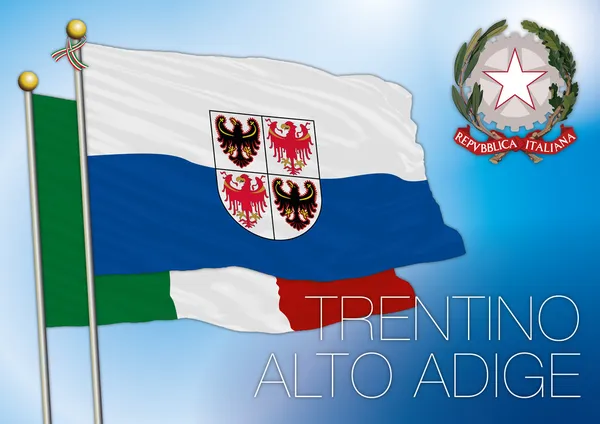 Trentino alto adige flag, italia — Vettoriale Stock