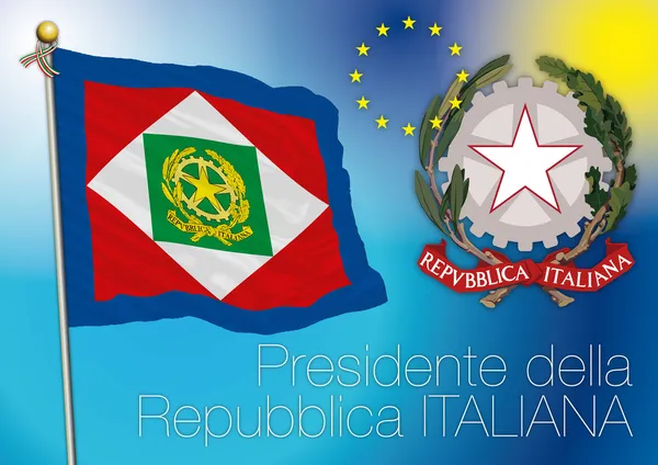 Presidente de la bandera de la República Italiana, Italia — Vector de stock