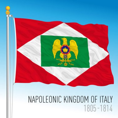 Napolyon İtalya Krallığı tarihi bayrak, 1805 - 1814, vektör illüstrasyon