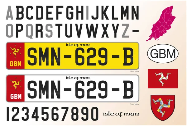 Isle Man License Plate Patterning Lettering Number Symbols Europe Vector — стоковий вектор