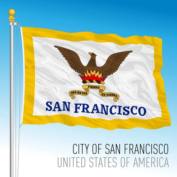 City San Francisco Flag California Vector Illustration — 스톡 벡터