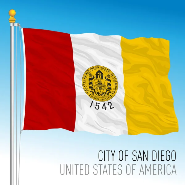 City San Diego Flag California Vector Illustration — 스톡 벡터