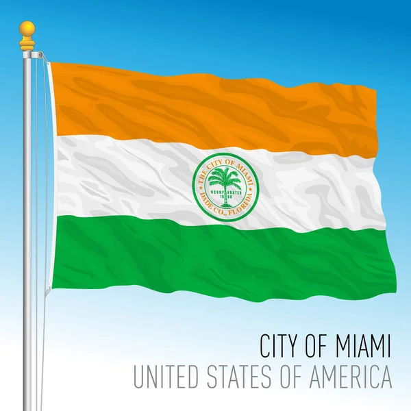 City Miami Flag Florida Stati Uniti America Illustrazione Vettoriale — Vettoriale Stock