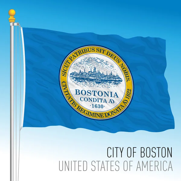 City Boston Flag Massachusetts Stati Uniti Illustrazione Vettoriale — Vettoriale Stock