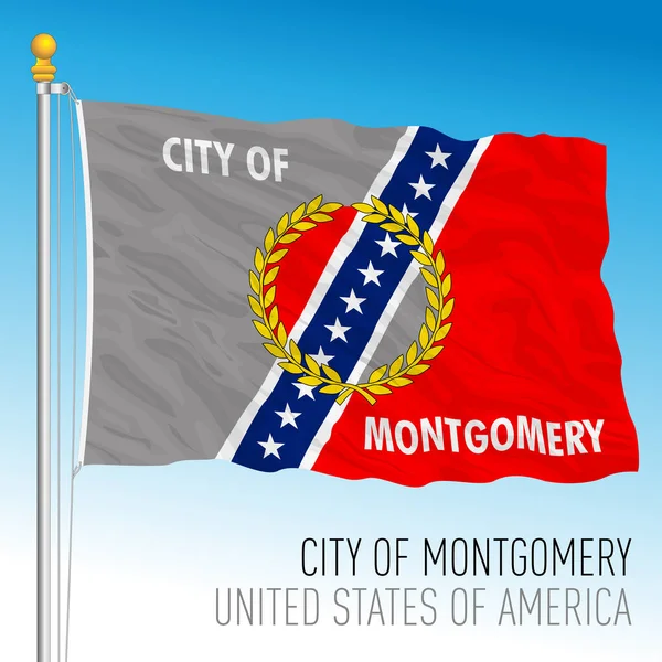 Staden Montgomery Flagga Alabama Usa Vektor Illustration — Stock vektor