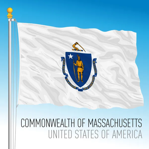 Επίσημη Σημαία Της Μασαχουσέτης Ηνωμένες Πολιτείες Της Αμερικής Διανυσματική Απεικόνιση — Διανυσματικό Αρχείο