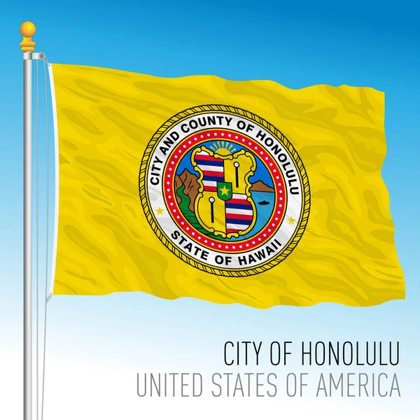 Drapeau Ville Honolulu Hawaï États Unis Illustration Vectorielle — Image vectorielle